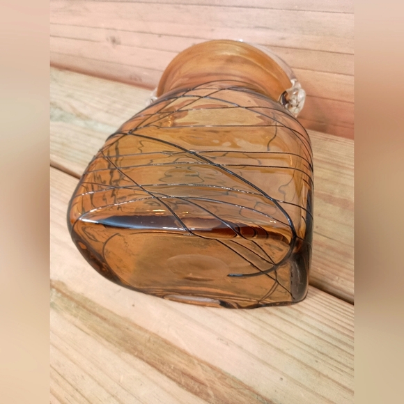 Murano hand blown glass bag with handles thread art design Venice Italy - Picture 6 of 7